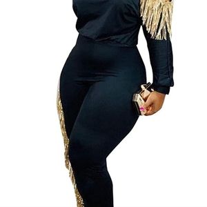 Black Fringe 2 Piece Tracksuit